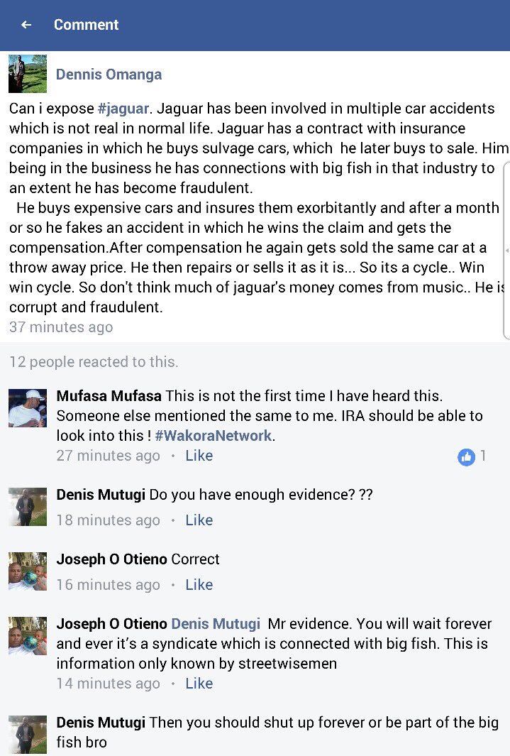Is this true? Is <a href="/RealJaguarKenya/">Hon. Jaguar</a> involved in an insurance scam? Talk to Nyakundi.
