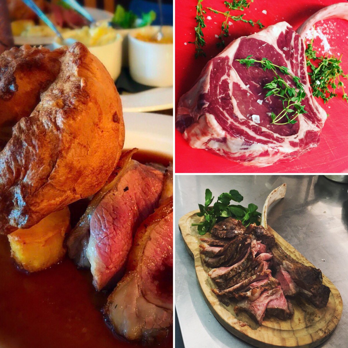 H_HCatering's tweet photo. Tables still available for today’s Sunday roast - also 3 tomahawk steaks 🥩 left - ace way to have a roast! Call 01638 743970 now!! 😁 https://t.co/Tzg4e9msNR
