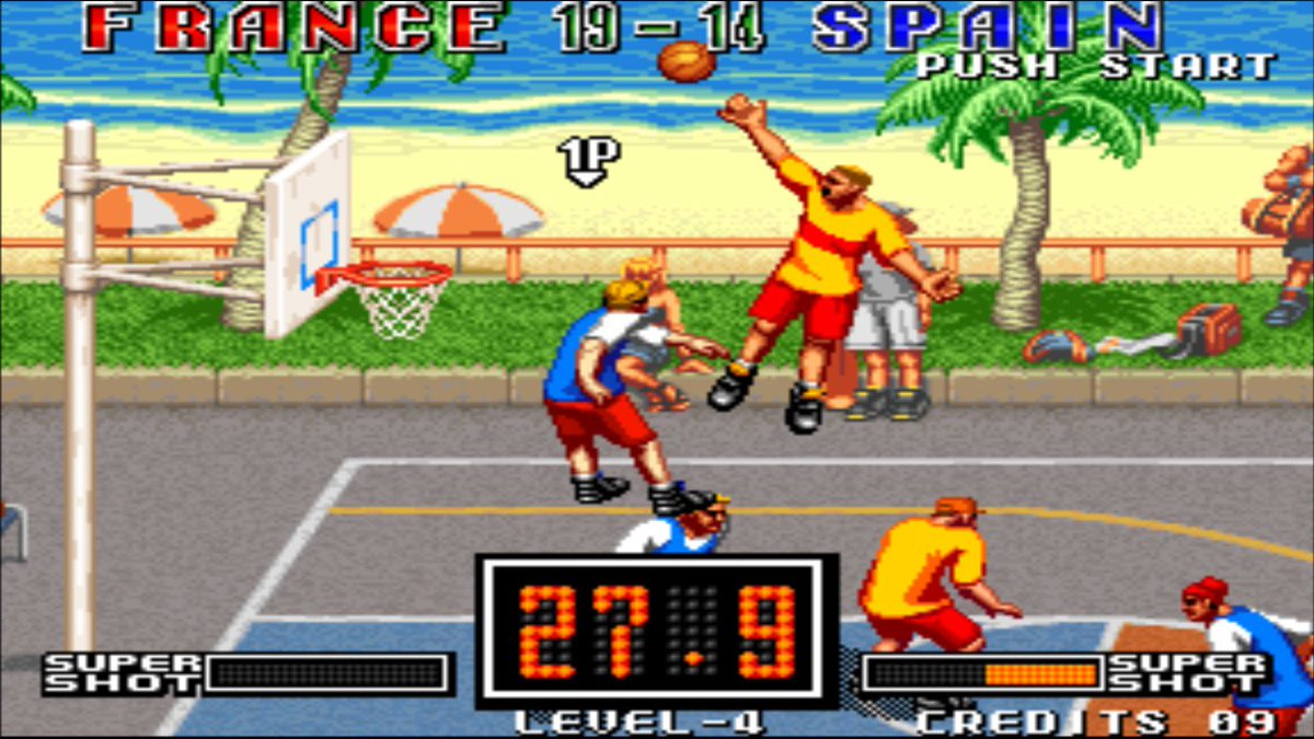 AymericLallee's tweet photo. J'avais presque oublié à quel point il était bon ce jeu ! #DunkDream #StreetHoop #NintendoSwitch NeoGeo https://t.co/78zeMJEap7