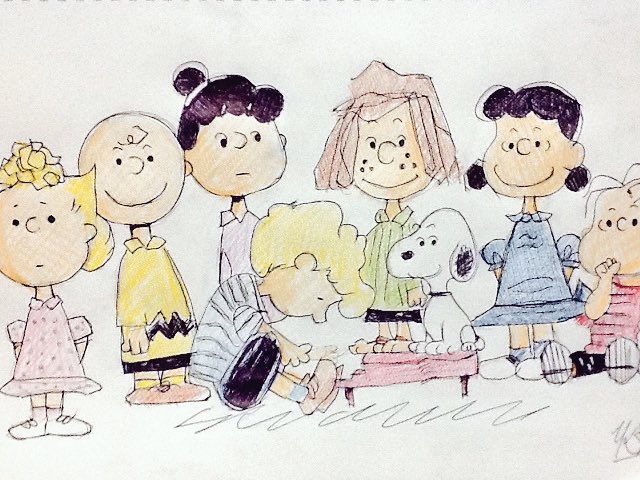 U Kユーケースター又の名をねこちゃん リクエスト絵 Shinyuka0629 イラスト 描いてみた Snoopy スヌーピー チャーリーブラウン サリー ルーシー ライナス シュローダー ペパーミントパティ バイオレット 色鉛筆 ボールペン T Co