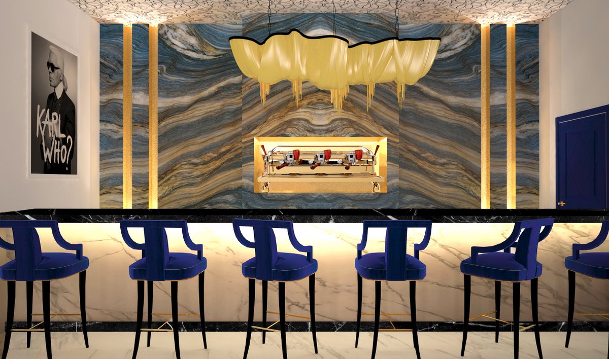 AditumStudio's tweet photo. Primera imagen del proyecto de la cafetería en la que estamos trabajando. 
Mármol azul intenso "book match", que enmarca la espectacular máquina de café a modo de joya. 
#AditumStudio #ArquitecturaInterior #interiorismo #Madrid #FolloMe https://t.co/savNKMD7Uo