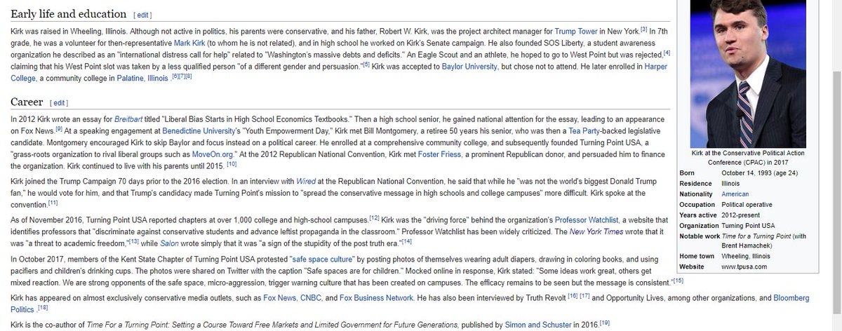 Interesting. Turning Point USA founder, Charlie Kirk's father, Robert W. Kirk, was a project architectural manager on Trump Tower. The Kirks live in Illinois  https://en.wikipedia.org/wiki/Charlie_Kirk_(conservative_activist)