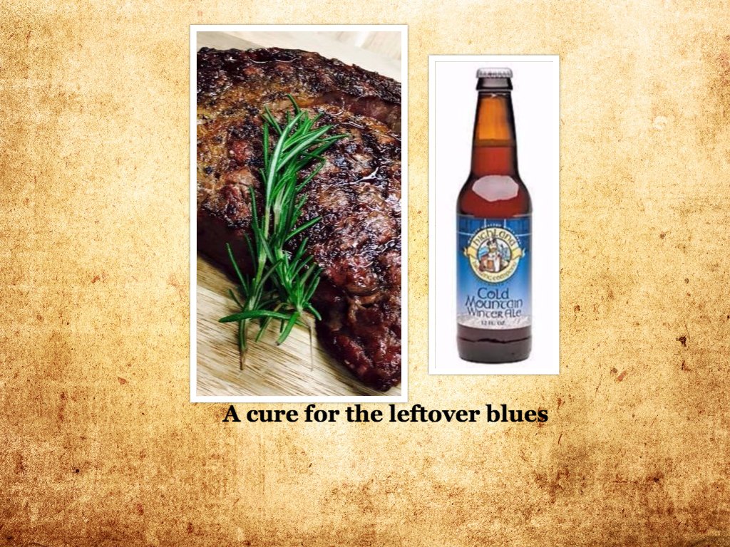 AshevilleChop's tweet photo. Tired of leftovers? Come out to the Chop House for a great steak and frosty Cold Mountain Winter Ale from @HighlandBrews https://t.co/eukOrwDo5o