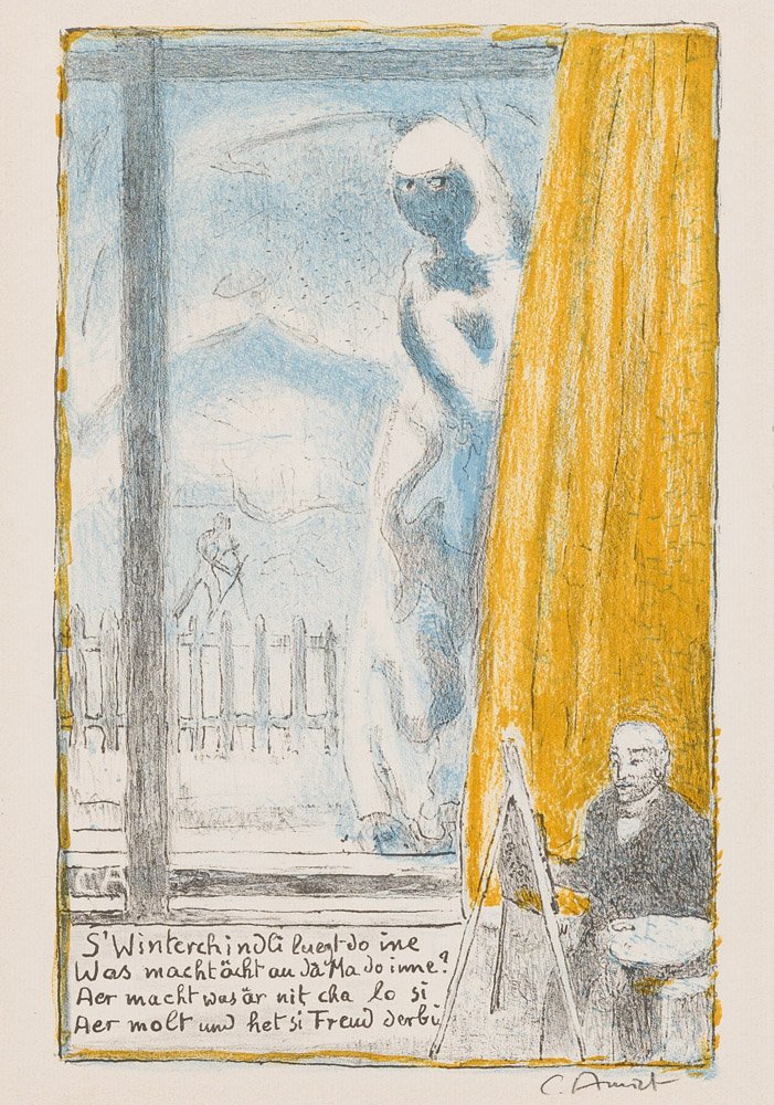 RedTreeAuction's tweet photo. It's snowing in Berne, so we thought, we d'share something appropriate:

Amiet, Cuno (Switzerland,1868 - 1961)
Self portrait in front of easel. 1952.
Colour lithograph on paper.
27.4 x 17.5 cm

#RedTreeAuction #Whereartplays #onlineauction #firstsnowfall #cunoamiet #Switzerland https://t.co/e59FsrHHQ0