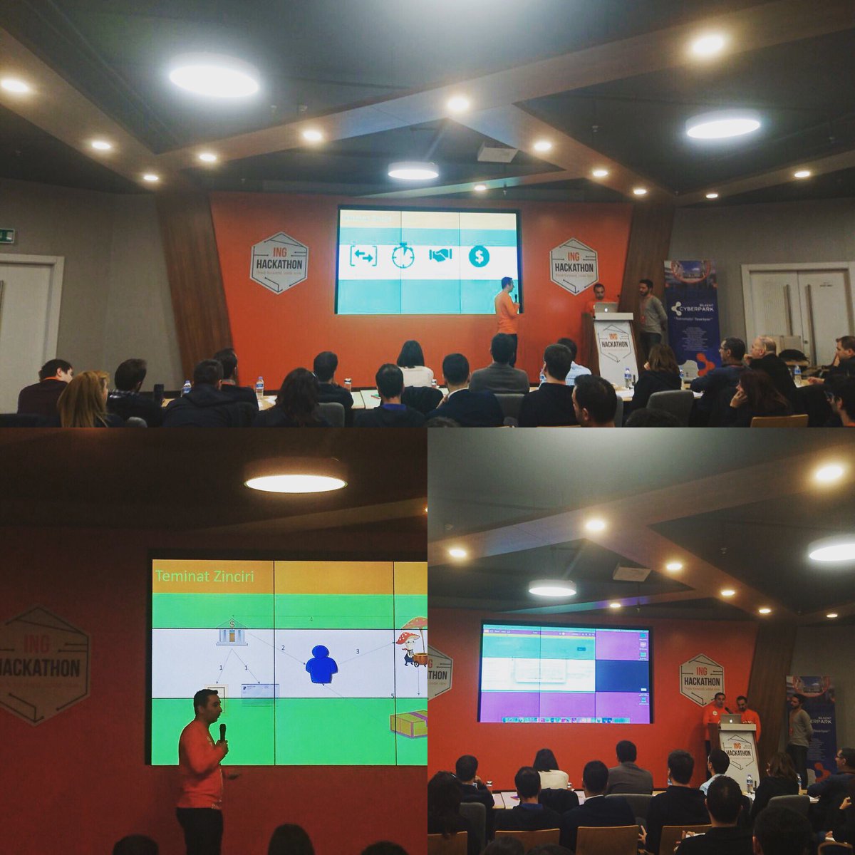ebubekirguler06's tweet photo. Jüriye blockchain tabanlı projemizi sunduk. Müthiş bir tecrübe oldu. Bakalım sonuç ne olacak 😊 #inghackathon2017 #fintech #blockchain https://t.co/MsO8TVe2uK