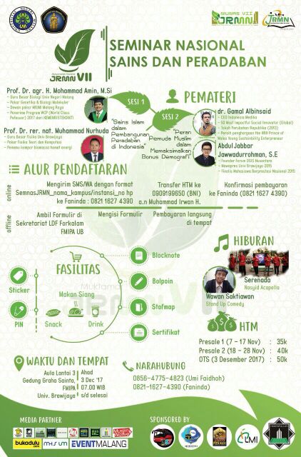 [ MEDIA PARTNER] 
🔹SEMINAR NASIONAL SAINS DAN PERADABAN🔹

TERBUKA UNTUK UMUM

Muktamar Nasional JRMN VII sebentar lagi datang 🔜
✅ Sains Islam dalam Pembangunan Peradaban di Indonesia, dan
✅ Peran Pemuda Muslim dalam Memaksimalkan Bonus Demografi