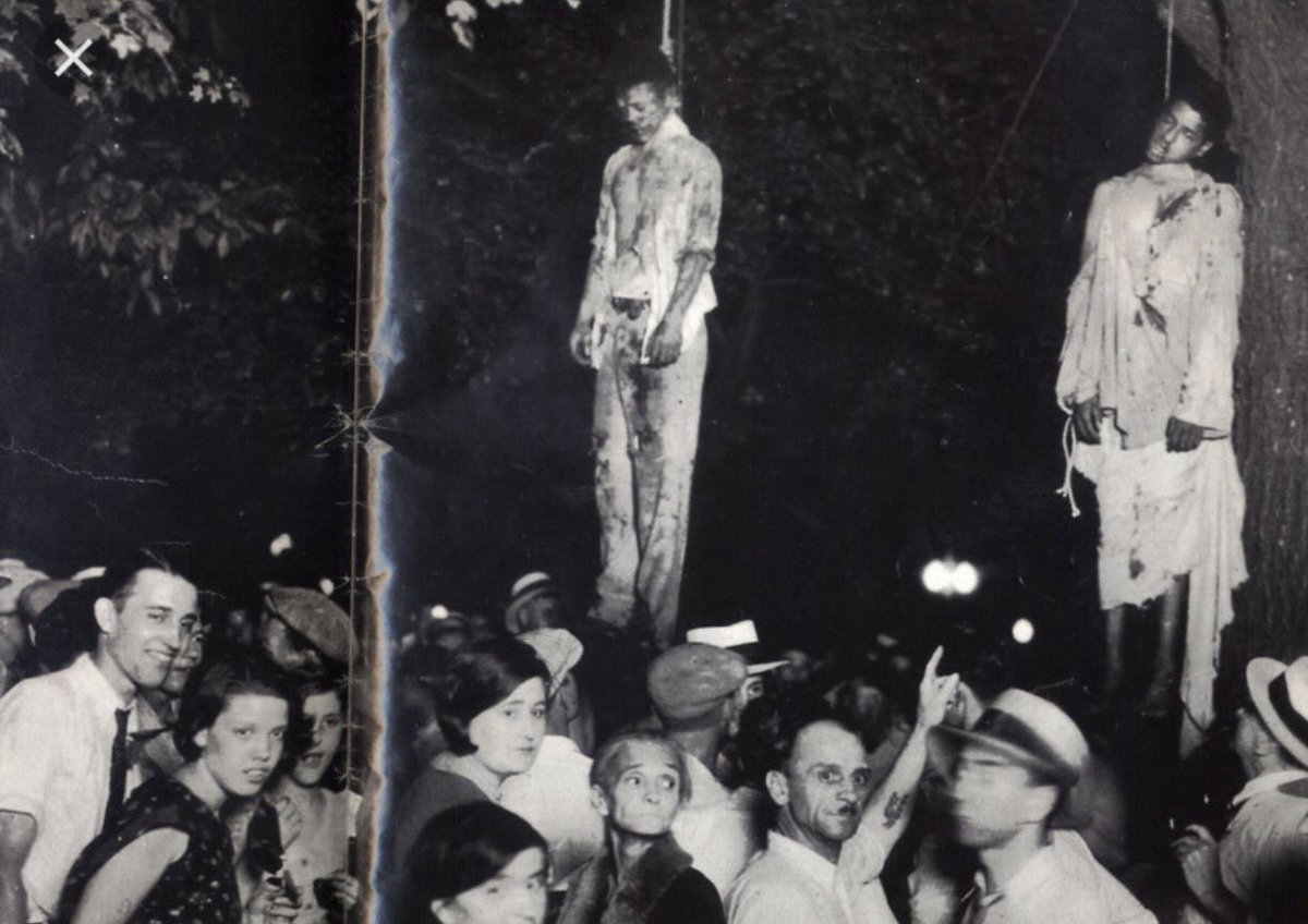 soledadobrien's tweet photo. Here are some 'regular folks' who've come to watch a lynching (Marion, Indiana 1930). They seem like normal people! That one dude on the left is smiling for the camera! https://t.co/bamTBdPLZQ