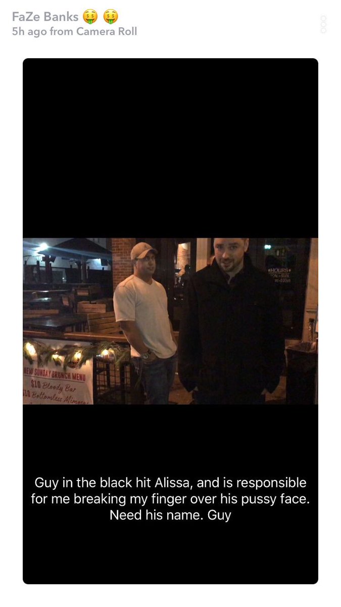 team10exposed's tweet photo. FIND THESE PEOPLE! These are screenshots from @Banks 's snapchat story of three people who hit Alissa. Rt and spread the word to find them. https://t.co/n9DTNOAhTk