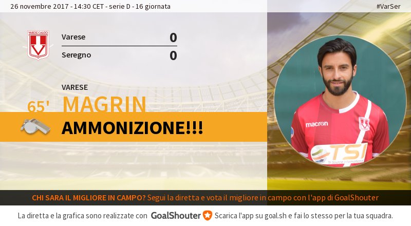 VareseC's tweet photo. 65' #VarSer 0-0: #MAGRIN4 (@VareseC) viene ammonito https://t.co/r63U1rtbFG https://t.co/hxIT2jlNx7