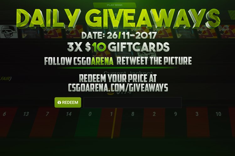 CSGOArenaGG's tweet image. Daily Giveaway RT + follow @CSGOArenaGG to enter! We'll be giving away 3x10USD GL&amp;amp;HF ❤