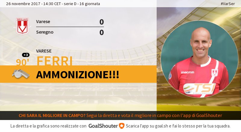 VareseC's tweet photo. 90'+2 #VarSer 0-0: #FERRI (@VareseC) viene ammonito https://t.co/r63U1rtbFG https://t.co/N4Pk4qBewv