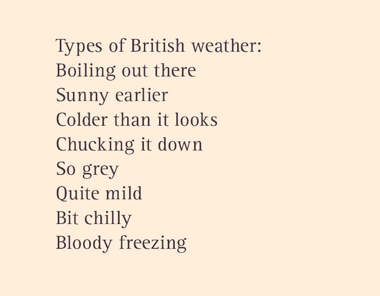SoVeryBritish's tweet photo. Types of British weather, from Very British Problems Volume 3 
https://t.co/gjO1Gl5dPb https://t.co/QOvGyt1rdL