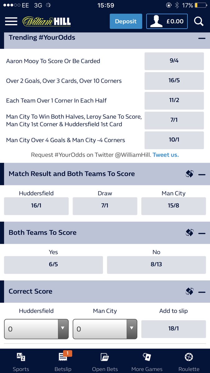 SGhazza's tweet photo. When Huddersfield are 18/1 to win, but 16/1 for BTTS and win.. Makes no sense @WilliamHill #biggestconman https://t.co/J1JxmUQMFL