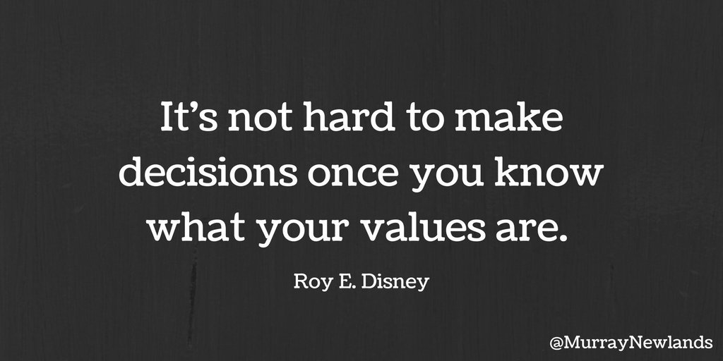 MurrayNewlands's tweet photo. It's not hard to make decisions once you know what your values are -- Roy E. Disney

#Success
#Inspiration
#Motivation https://t.co/lz3Rxy4pKA