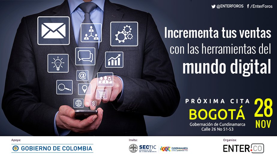 Transforma_Dig's tweet photo. Acompáñanos el próximo martes al #ENTERForos Bogotá y conoce cómo la #TransformaciónDigital te ayuda a incrementar tus ventas. Inscríbete sin costo: https://t.co/qBphIDVBJ5 https://t.co/yphzTTYnbw