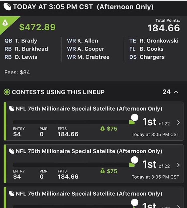 lineupcreator's tweet photo. Who's ready to cash in a gpp today?? Our NFL lineups are looking great! Message us to join 🏈🏀💸 https://t.co/8JX2X3lUWx