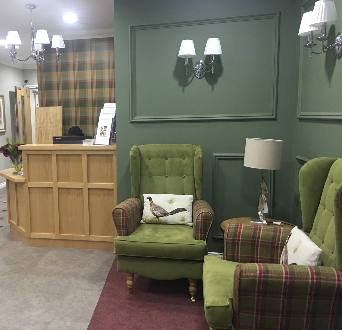 Dianacelella's tweet photo. Excuse phone snap, almost finished reception at Lauder Lodge, Edinburgh @careuk do you recognise the #Mulberry wallpaper @FraserInteriors ? https://t.co/r3IRTxu2Jb