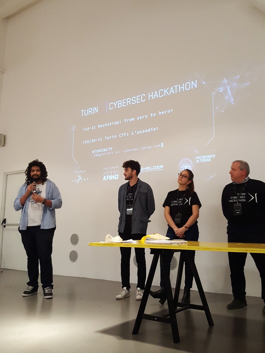 jetopteam's tweet photo. Si é concluso il Turin CyberSec Hackathon con la premiazione dei vincitori.
Grazie a @KPMG_Italy e @ShielderSec

#TurinCTF https://t.co/q5uYiy6vzH