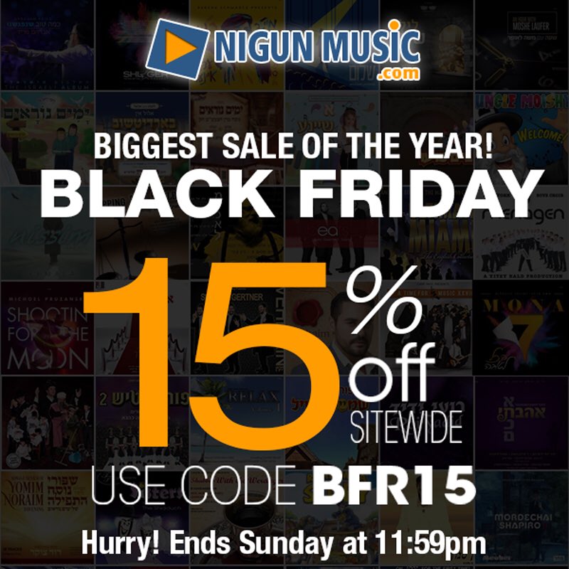 NigunMusic's tweet photo. 12 HOURS LEFT: Our #BlackFriday Sale ends at Midnight! Get the Latest of #JewishMusic at the lowest prices ever, only at https://t.co/NJgc5ijViG! https://t.co/XK1KPGghlm