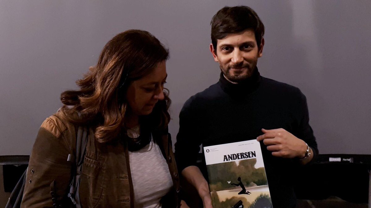 #ManueleFior illustra la copertina di Andersen di dicembre. Nella foto, la copia staffetta :)