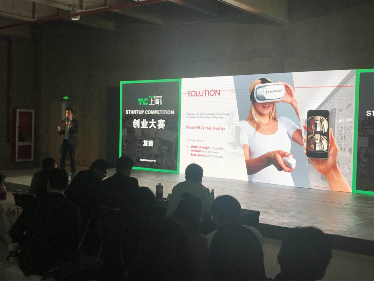 MorfusVR's tweet photo. Proud to be the top 18 companies out of 200 competing at @TechCrunch Shanghai startup competition this year! #morfus #architectural https://t.co/dqC7K1nx0E