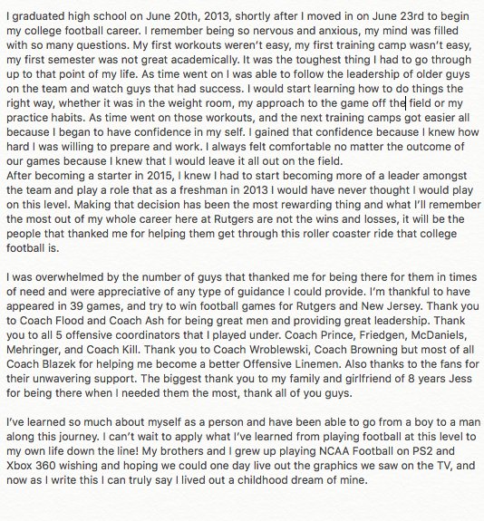 Dorian_Miller's tweet photo. It's been a great 5 years. Thank you, Rutgers. ` https://t.co/QQt7ouYhy3
