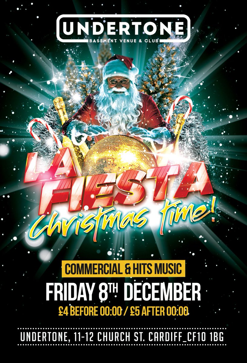 LaFiestaCardiff's tweet photo. Are you ready to dance? Because is the most beautiful time of the year! 
#LaFiesta #ChristmasTime @UndertoneCF  #Friday8th https://t.co/EvBmvI79S3