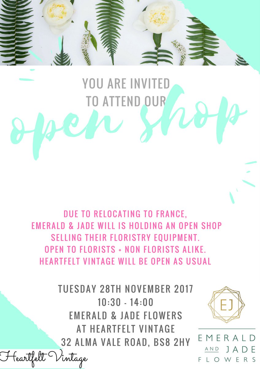 This Tuesday, we're selling all our equipement in light of our move to France! Come and have a look at @hfeltvintage goo.gl/6uQts2 #bristolflorist #weddingstylist #bristolwedding #gettingmarried #weddingprops #bristolweddingstylist #bristolweddingplanner