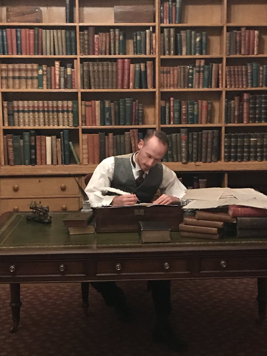 EGaskellsHouse's tweet photo. The Gaskells are back in the house tonight @GaskellsHouse, in Hearts, Hands &amp; Cake, a creative re-imagining of Elizabeth’s life. Here’s William in the study...#elizabethgaskell #PeriodDrama https://t.co/JVZxPXB7T5