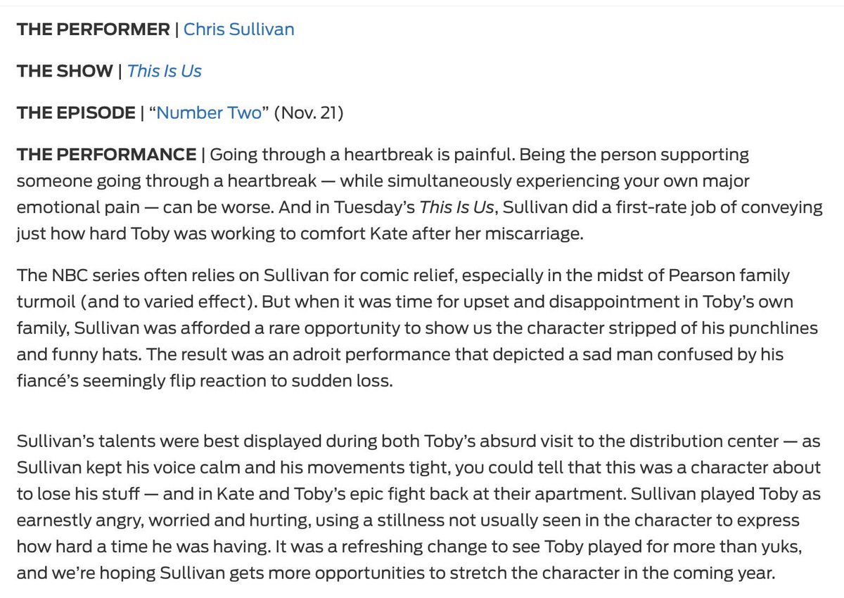 ThisIsUsFanCrew's tweet image. Wahoo! Congrats to @SullivanTweet who's been named performer of the week for his performance! Toby is everything! #ThisIsUs #Katoby By: @TVLine