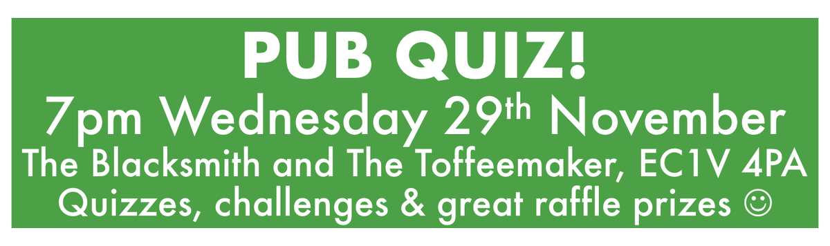 .<a href="/IslingtonLife/">IslingtonLife</a> <a href="/islingtongztte/">Islington Gazette</a> <a href="/islingtonnow/">Islington Now</a> Awesome pub quiz happening on Wednesday 29th Nov in Islington - please RT! #Clerkenwell #Angel <a href="/TB_and_TT/">The Blacksmith Pub</a> #quiz #prizes