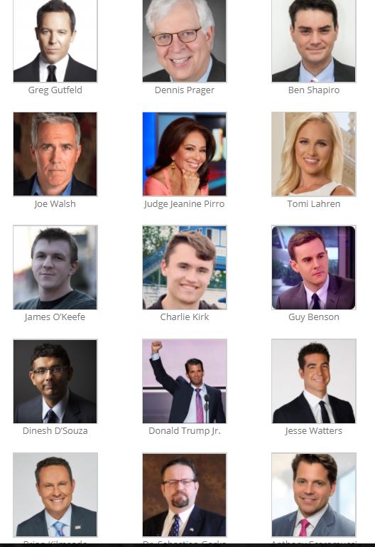 Oops! My bad. Here's the latest list of confirmed speakers for Turning Point USA's West Palm event & sponsors (of course, the Heritage Fdn is one).