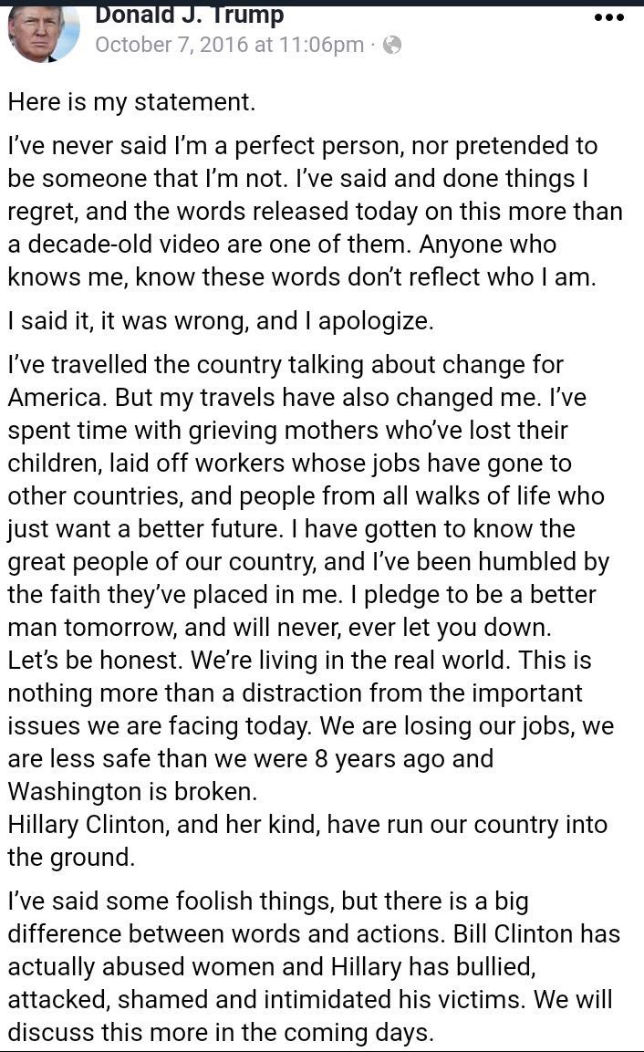 MaggieJordanACN's tweet photo. Trump is now claiming his infamous Access Hollywood tape is fake. 
Luckily, we have his statement.
Next step, he’ll declare his statement to be #fakenews too.
https://t.co/fEEUO6kctC https://t.co/VtMcQO3EzZ