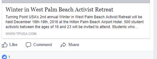 2016 Turning Point USA's '16 PB event was held at the Hilton West Palm Airport Hotel. Probably '17 venue.