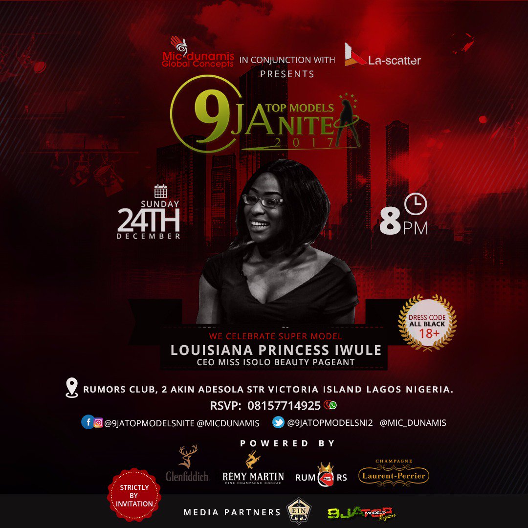 TheBlendEnt's tweet photo. » its all BlackEventBeautifulPeople!!
#9jaTopModelsNite2017 "Luxury Lifestyle" Re - Union Party #Dec24th8pm @clubrumorsvi Music+Fashion+Glitz+Glamour+Style
RSVP: +234 815 771 4925
Twitter: 9jatopmodelsni2
FB/IG: 9jatopmodelsnite
@quenblackwell 
@agnesbinagwaho 
@PROMMA 
@guptman1 https://t.co/zmFePmU2fj