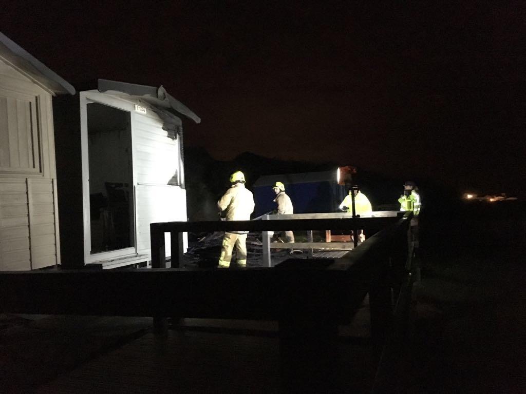 FrintonFireStn's tweet photo. Beach Huts Fire - Southcliff Walton - 17:00

Crews from Frinton and Clacton have attended to Beach Huts on Fire this evening. Two Beach Huts have been destroyed and one serverely damaged. Police have been informed due to suspicious nature. https://t.co/urxpGZJNkB