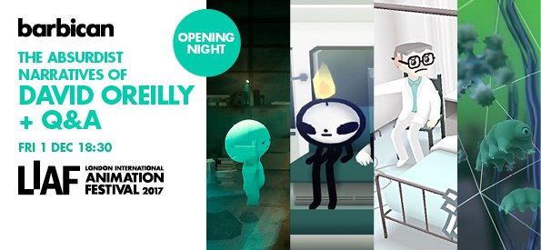 londonanimation's tweet photo. We're opening this years' LIAF with The Absurdist Narratives of @davidoreilly.  Award-winning indie animator who's credits include Adventure Time, The Simpsons, Everything. We are VERY lucky to be flying him over from L.A for a retrospective and Q&amp;A. https://t.co/3k9mBbaTyi https://t.co/YOHAo0OE0c