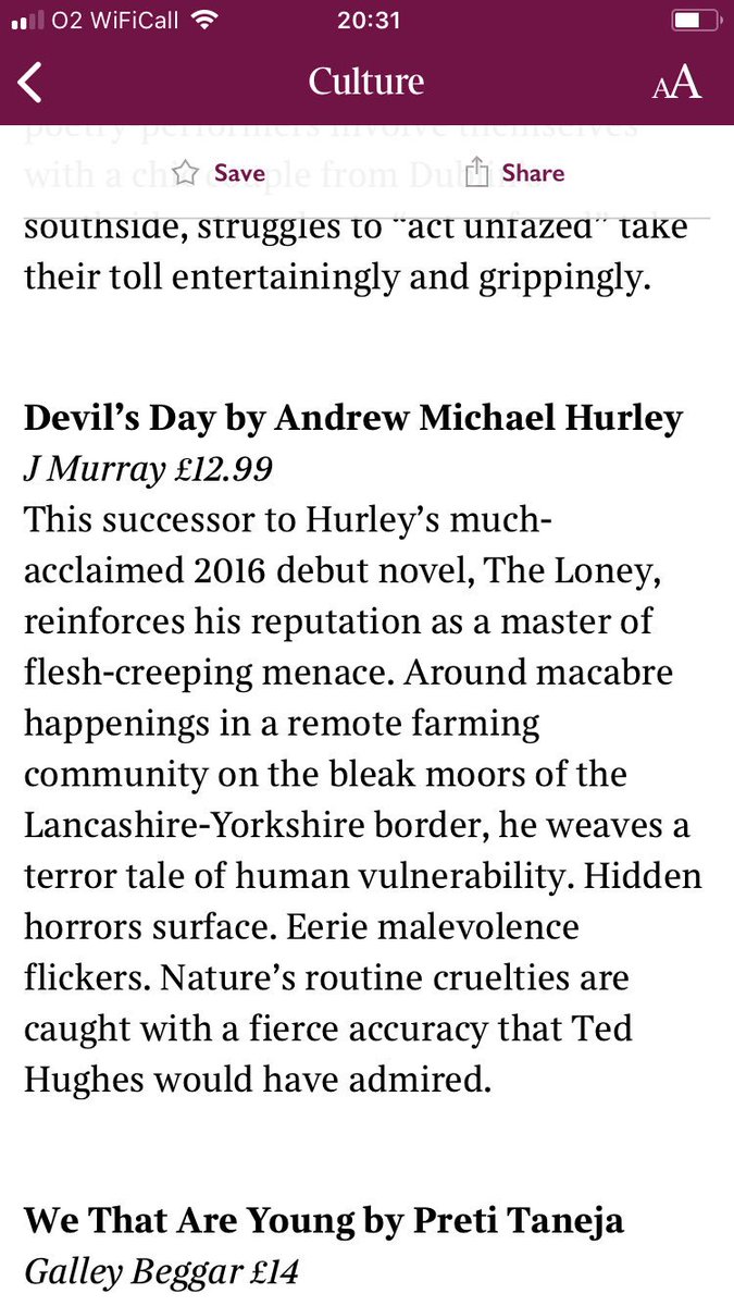 agent_luck's tweet photo. Great @ST_Culture list of the novels of the year, including Andrew Michael Hurley #DevilsDay and Adam Thorpe #MissingFay which makes me very happy! https://t.co/f3hAj3GYq5