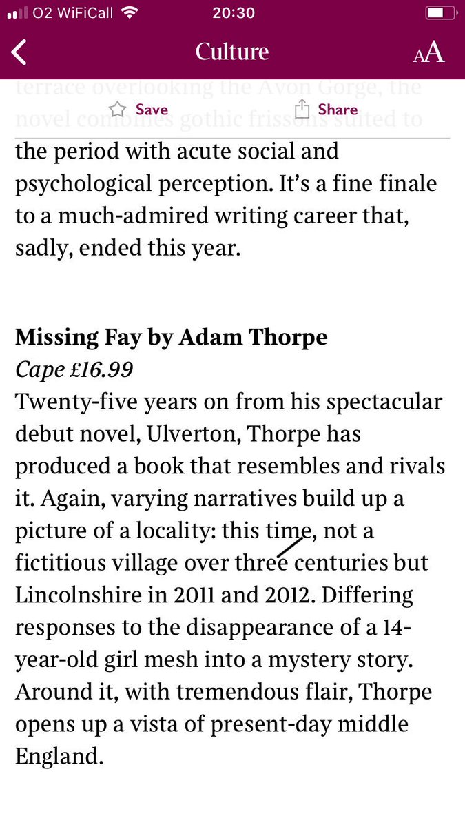 agent_luck's tweet photo. Great @ST_Culture list of the novels of the year, including Andrew Michael Hurley #DevilsDay and Adam Thorpe #MissingFay which makes me very happy! https://t.co/f3hAj3GYq5