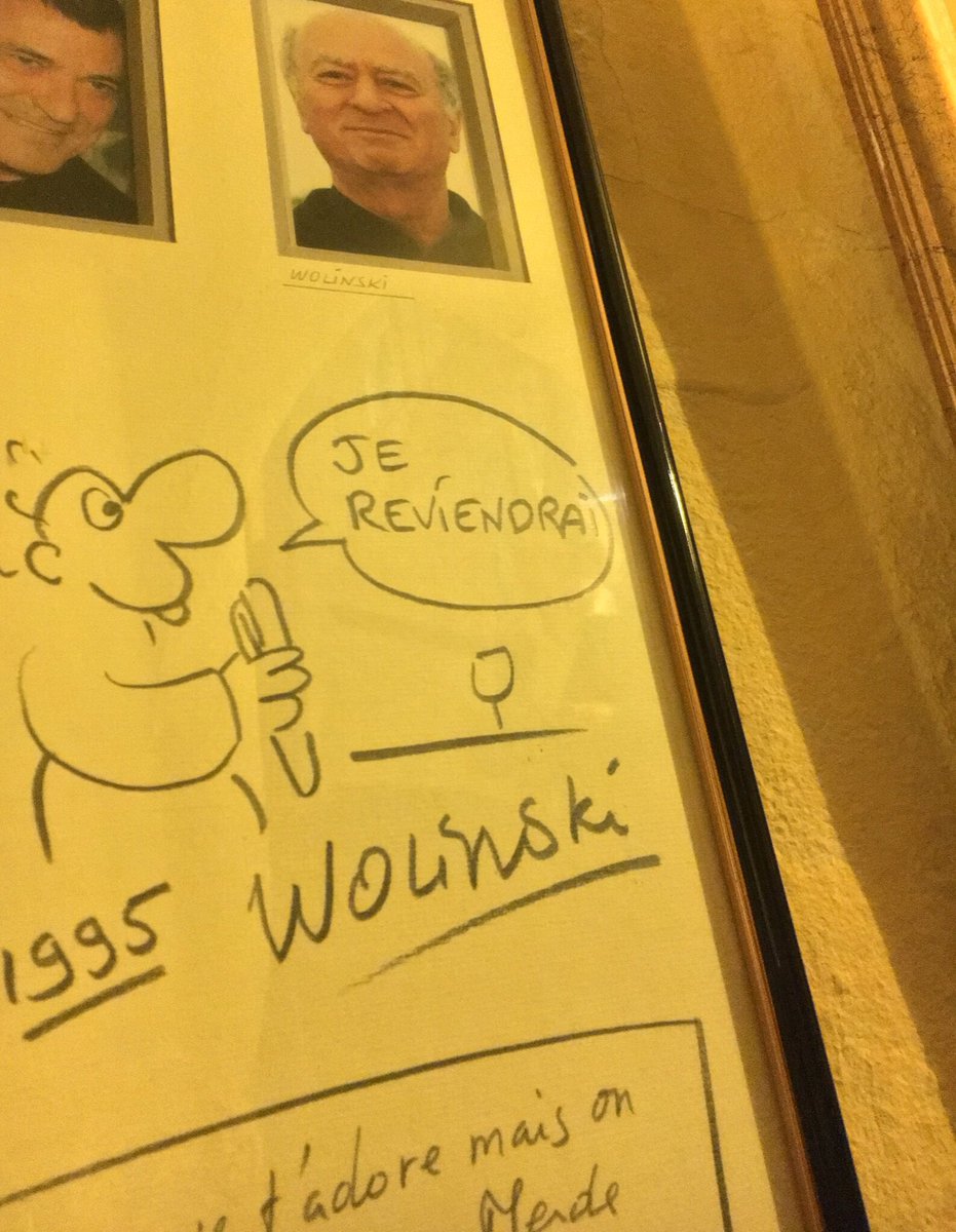 AtigFarouk's tweet photo. En 1995, Wolinski prévenait déjà (dans ce restaurant strasbourgeois) : « je reviendrai ». 20 ans plus tard, comme une triste prémonition, il disparaissait sous le poids de la barbarie. Drôle de vie... https://t.co/qbCPf6tdyx