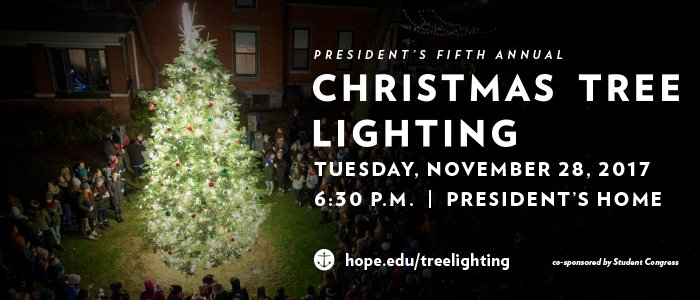 HopeCongress's tweet photo. President and Mrs. Voskuil are looking forward to the @HopeCollege Christmas Tree Lighting this Tuesday at 6:30 pm! See you there! https://t.co/GI7ZFa6INn