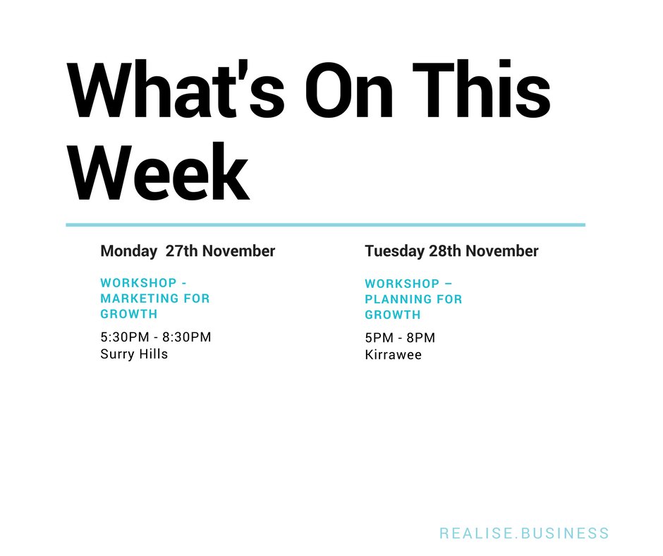 RealiseBusiness's tweet photo. Our #workshops this week are both focused on #business #growth. Check them out below and book your tickets here: https://t.co/LaVhANEAae https://t.co/SXs7FiJGJD
