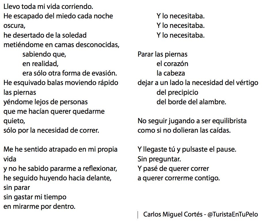 TuristaEnTuPelo's tweet photo. Poema inédito - Correr. https://t.co/LHdXmQw5w7