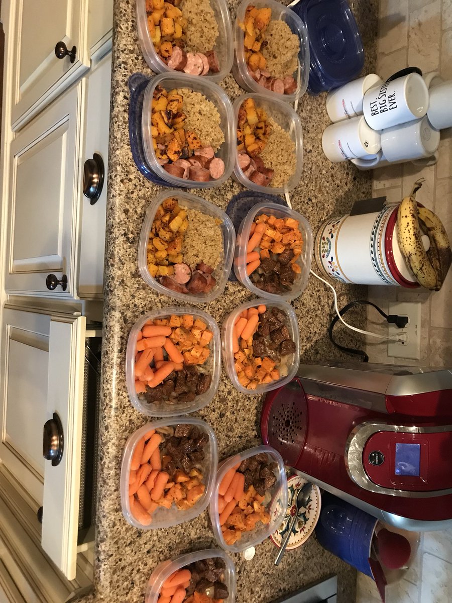 tarfawillis73's tweet photo. Meal prep Sunday done!! Chili lime steak, butternut squash, quinoa, jalapeรฑo sausage,sweet potatoes and carrots! #lotsoforange๐คท๐ปโโ๏ธ https://t.co/CdHRbf9psx