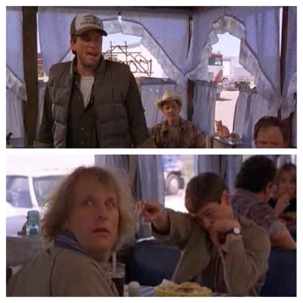 DumbDumberMovie's tweet photo. What the hell?! Alright, who's the dead man that hit me with the salt shaker? https://t.co/BA3jAJaPPF