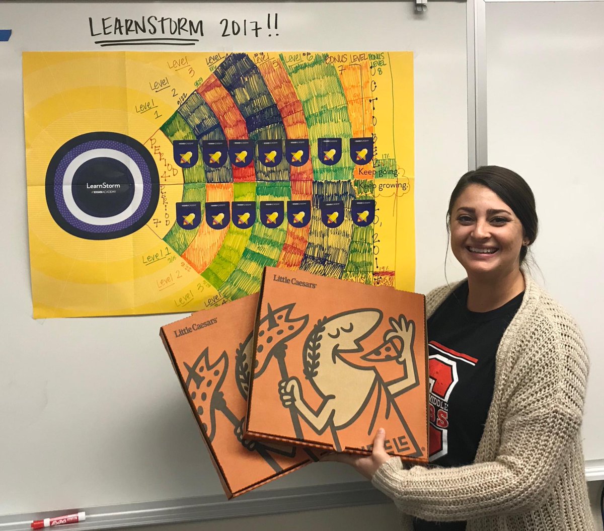 merc_morris's tweet photo. Congrats @msholcombcms for winning the #LearnStorm pizza party! @RUSD_ILE @RUSDLink @khanacademy https://t.co/sHcq5waXWA