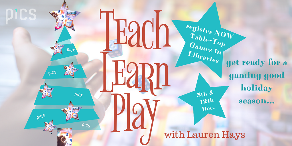 picslearning's tweet photo. Review your table-top games ready for the holiday season. Join @Lib_Lauren for a fun-filled workshop https://t.co/osyEuPEIDH … https://t.co/v25MlJZg5o
