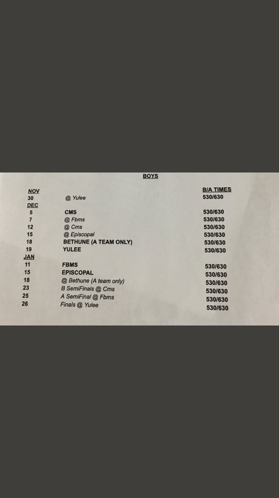 HilliardStorm's tweet photo. This is the schedule for the Middle School ; A and B boy teams🏀🔴⚪️ https://t.co/ceMIGsYyXR