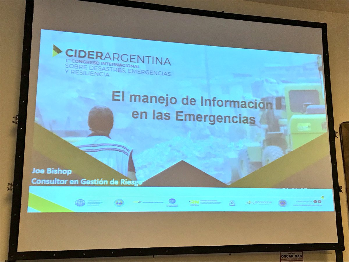 Nicokripper's tweet photo. Gran exposición de #JoeBishop en Coordinación de #Emergencias y #desastres y Manejo de Información. Gracias @MunicBariloche por la invitación. @debarilocheRN @barilocheopina https://t.co/D41QfT3FQJ