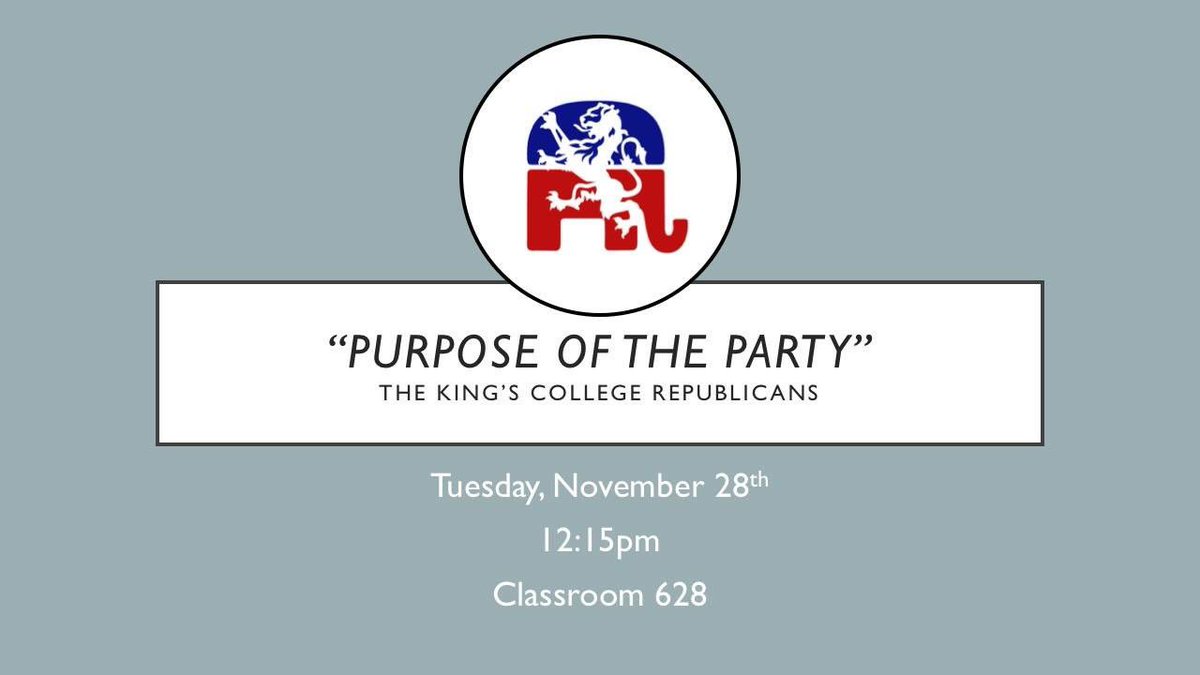 tkcrepublicans's tweet photo. Join us this Tuesday as we discuss the purpose of political parties over pizza! 12:15pm, Nov. 28, Rm 628 https://t.co/IeH3t4nY92